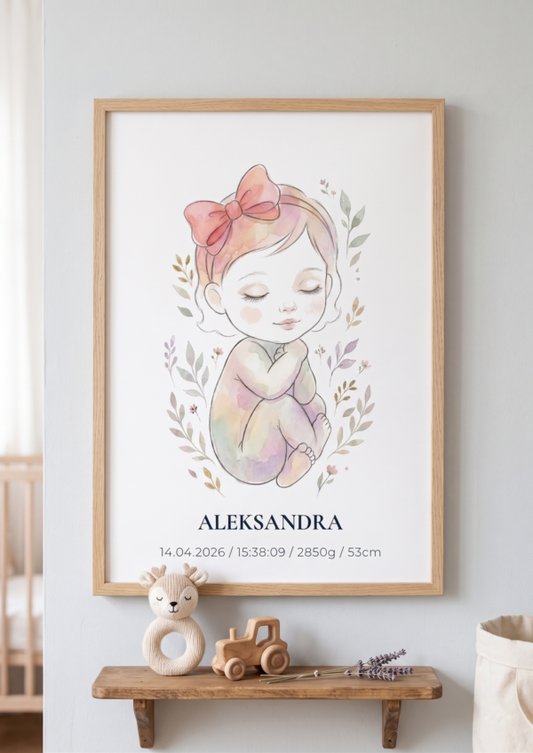 Home Personalizowana Metryczka dla dziewczynki - plakat